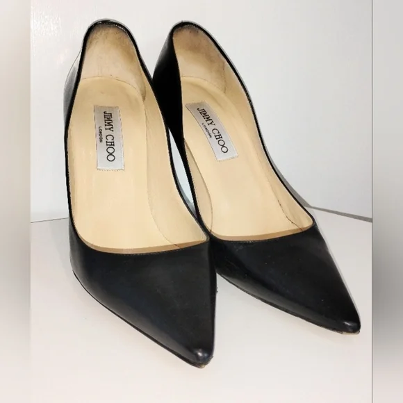 JIMMY CHOO BLACK LEATHER HEELS - Picture 5 of 7